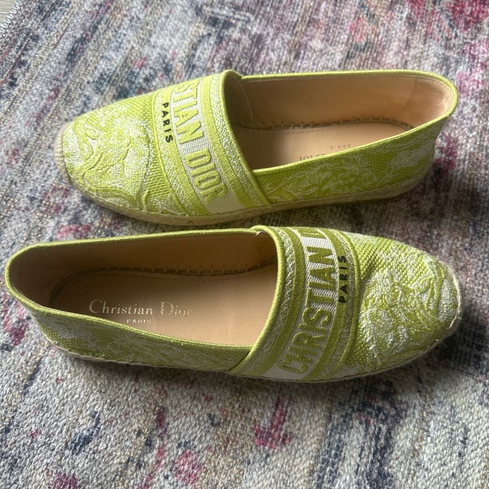 Dior Green Espadrilles with Intricate Woven Design